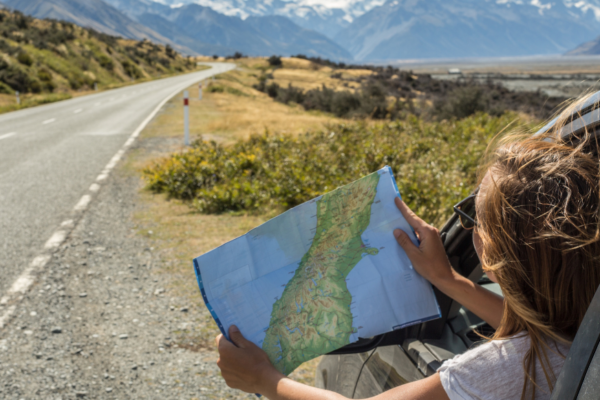 A driver checks a road map.